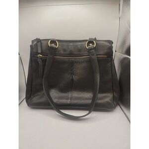 GREAT AMERICAN LEATHER WORKS Large Black Leather Shoulder Bag Purse